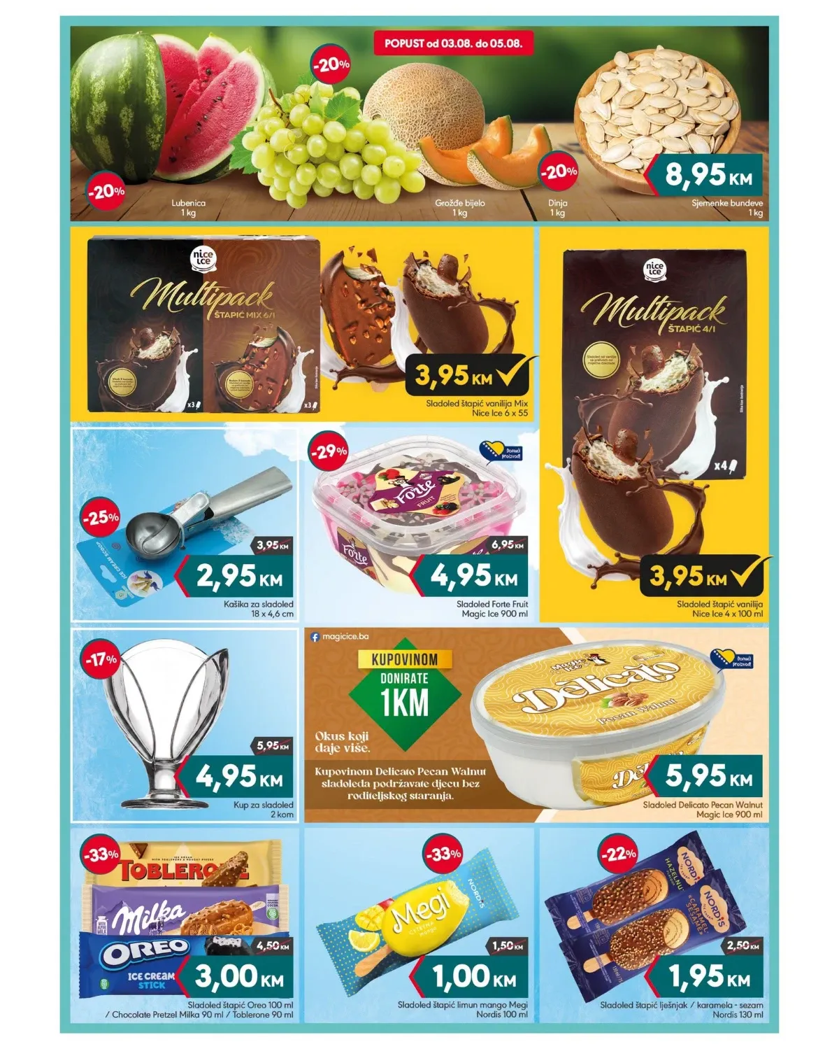 Mega Diskont katalog - akcija na sladolede, lubenicu, grožđe, dinju i ljetne proizvode