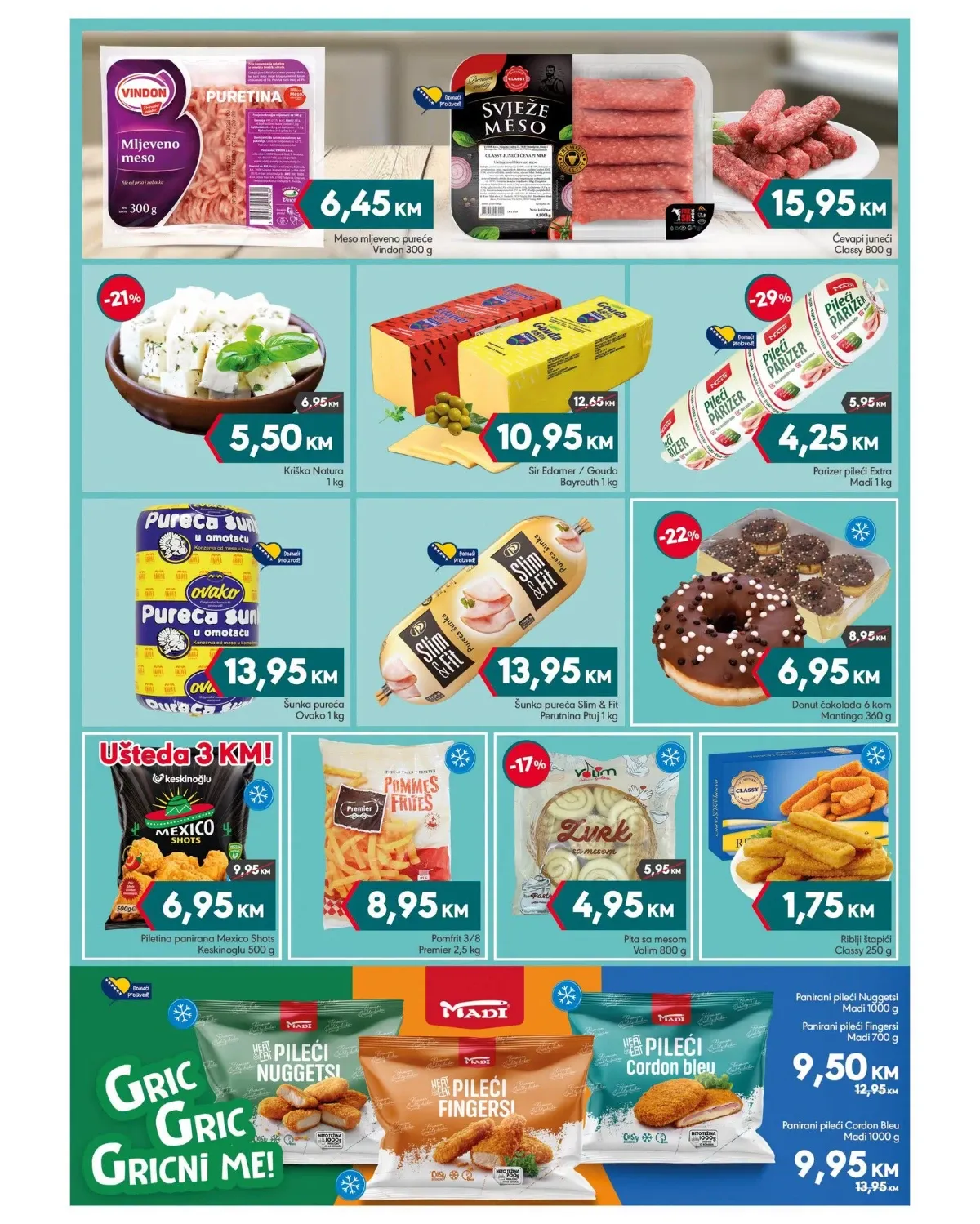 Mega Diskont katalog - mljeveno meso, ćevapi, sir, šunka i smrznuti proizvodi na akciji