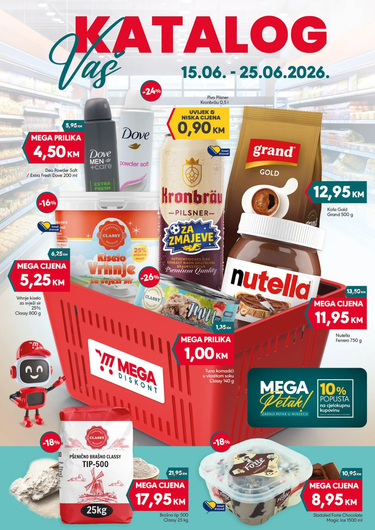 Mega Diskont katalog do 25.06.2026 – Nutella, Grand kafa, Classy proizvodi i Mega Petak akcije