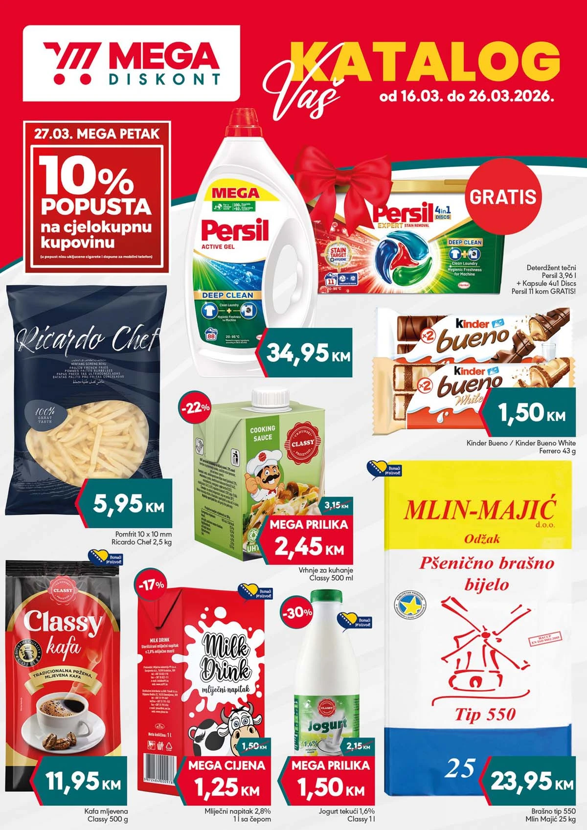 Yimor i Mega diskont vikend akcija – sniženja prehrane i kućnih proizvoda do 26.03.2026 – strana 1