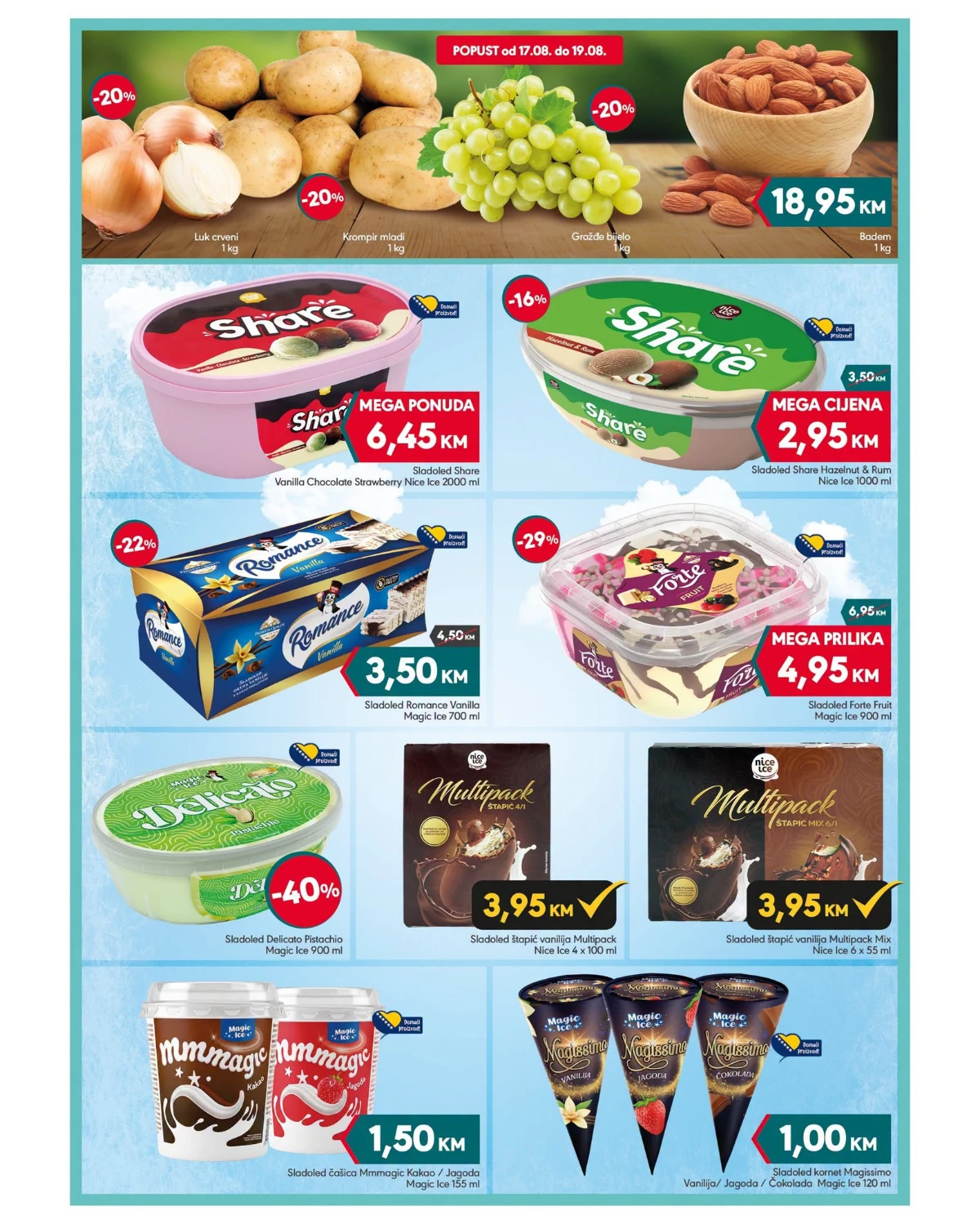 Mega Diskont katalog do 27.08.2026. – sladoledi, bademi, voće i povrće