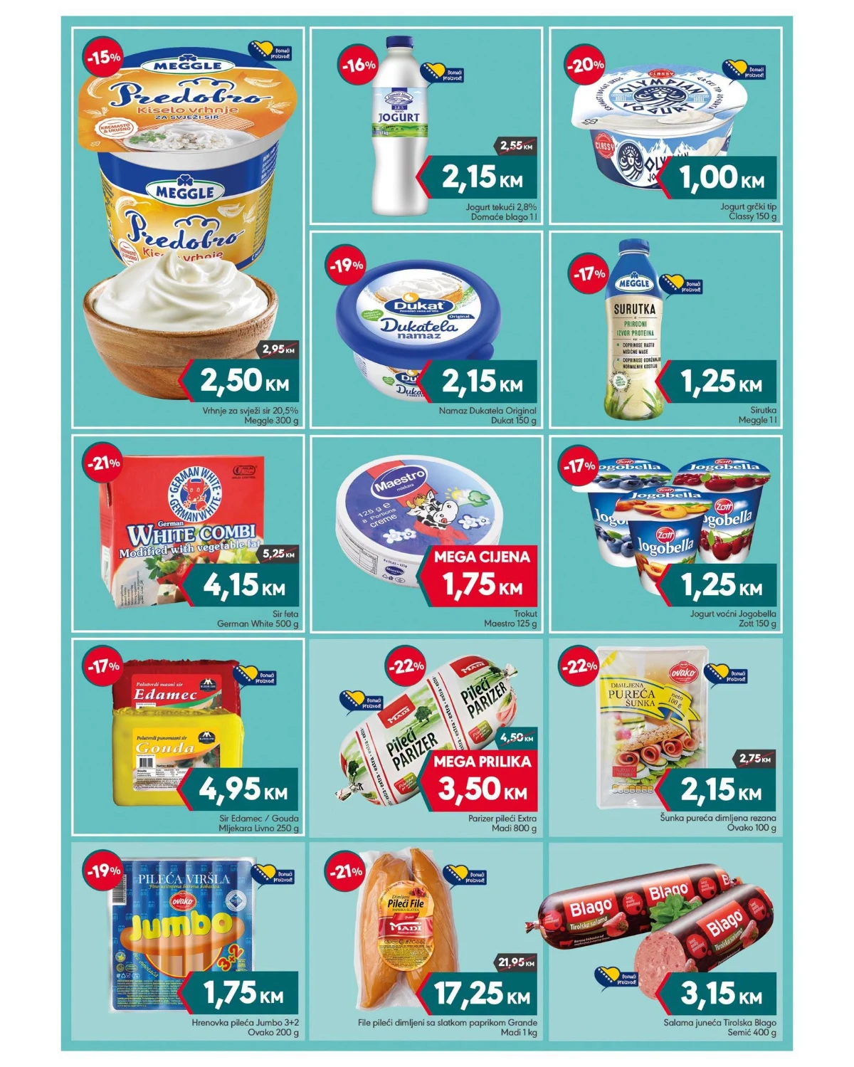 Mega Diskont katalog – mliječni proizvodi, sirevi, jogurti i suhomesnati proizvodi