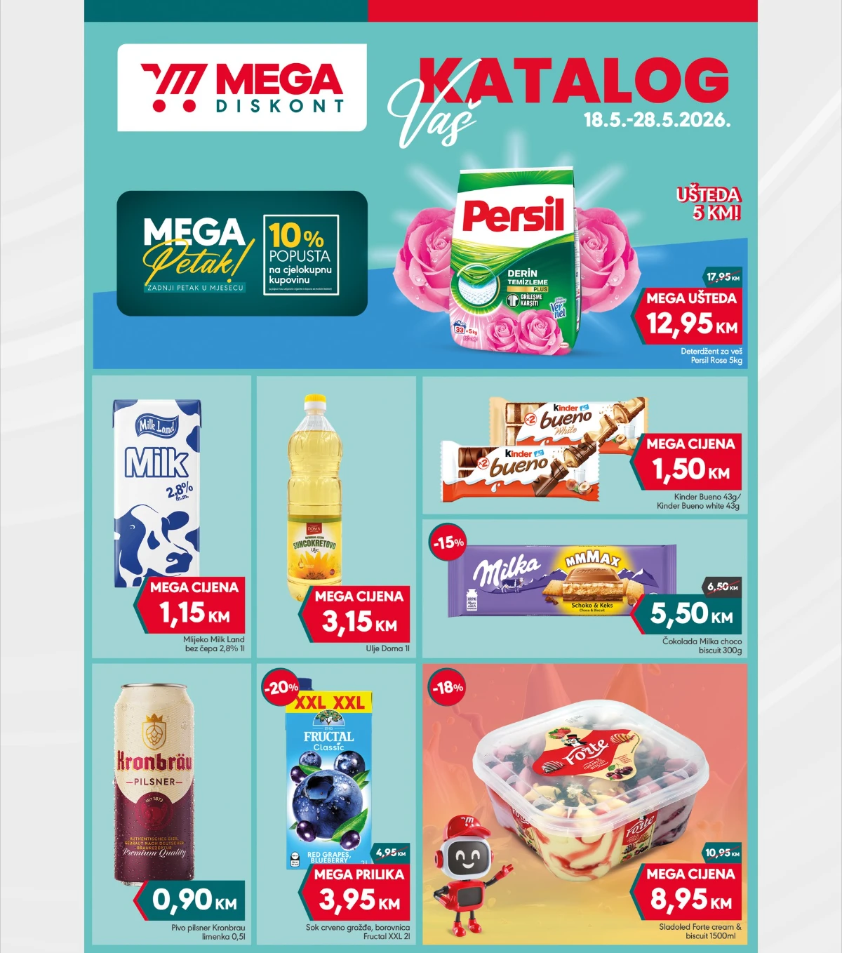 Mega Diskont katalog 18.05–28.05.2026 – Persil 12,95 KM, mlijeko 1,15 KM i stotine akcija