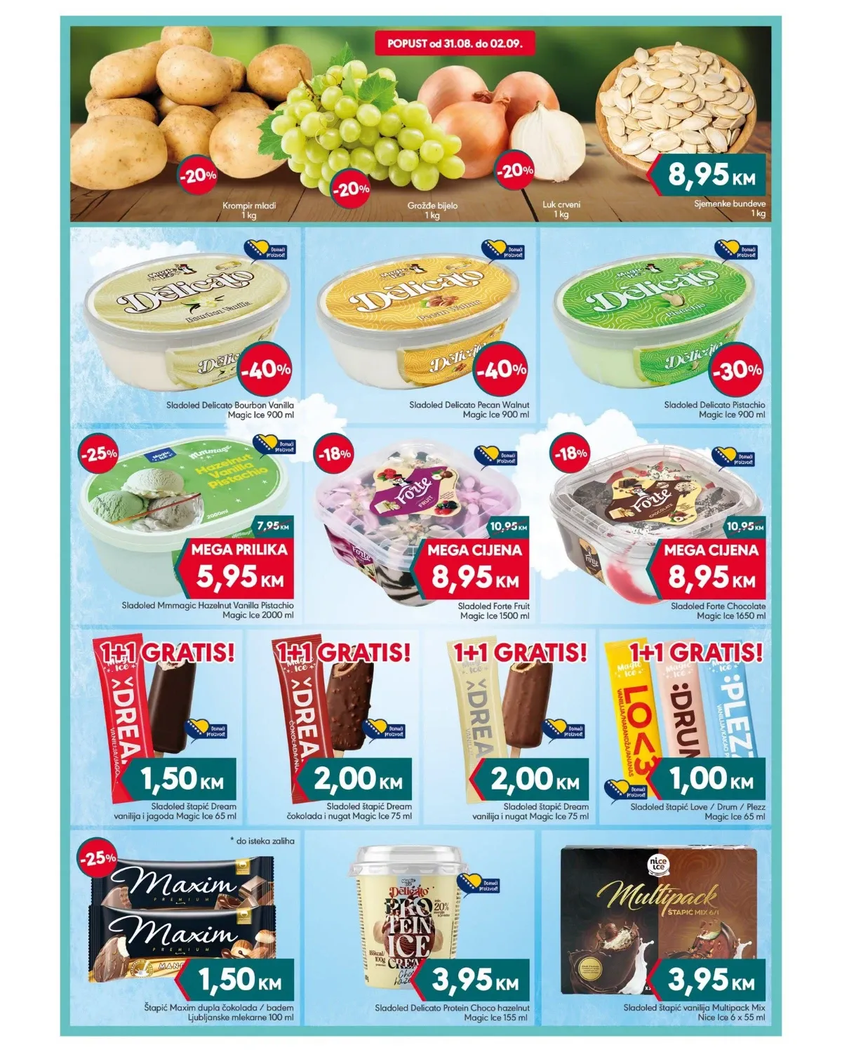 Mega Diskont katalog do 13.09.2026. – voće, povrće, sladoledi i posebne 1+1 gratis ponude