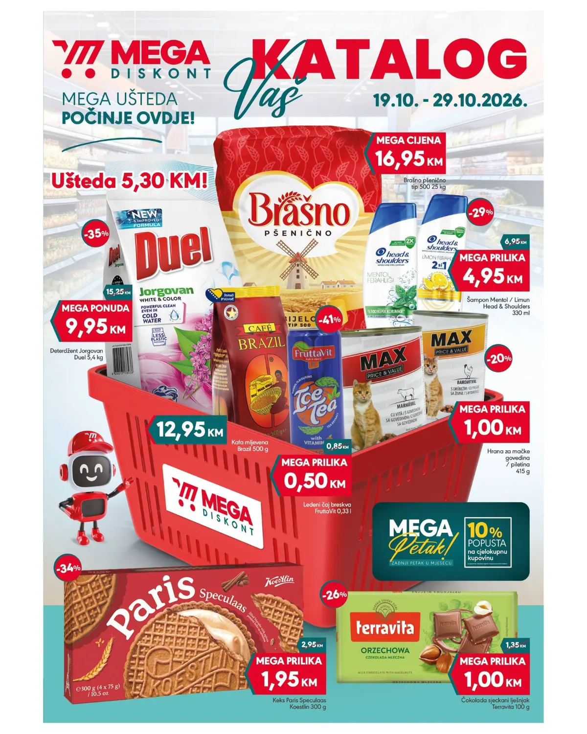 Mega Diskont katalog od 19. do 29.10.2026. – prva stranica kataloga s akcijskim cijenama i popustima do 41%