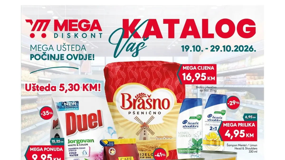 MEGA Diskont katalog od 19. do 29.10.2026. – Velika akcija hrane, kućnih potrepština i popusti do 41%