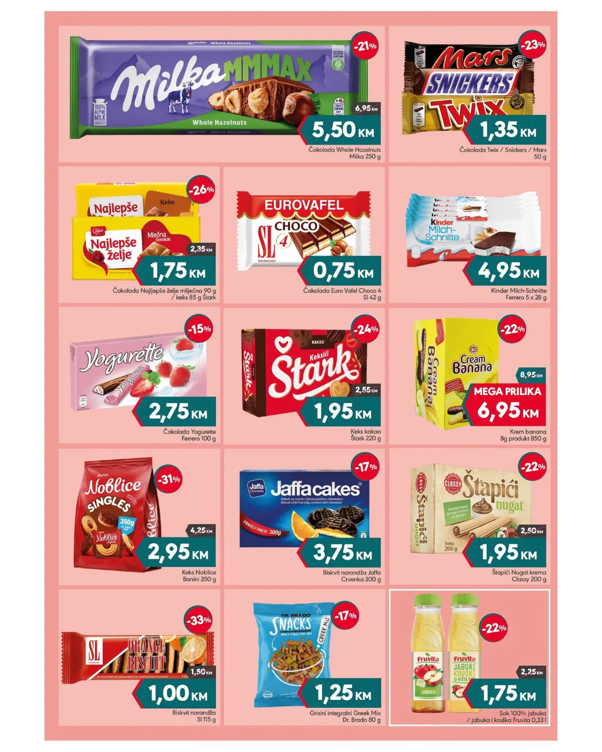 Mega Diskont katalog do 29.10.2026. – Milka čokolade, Mars, Snickers, napolitanke i slatkiši