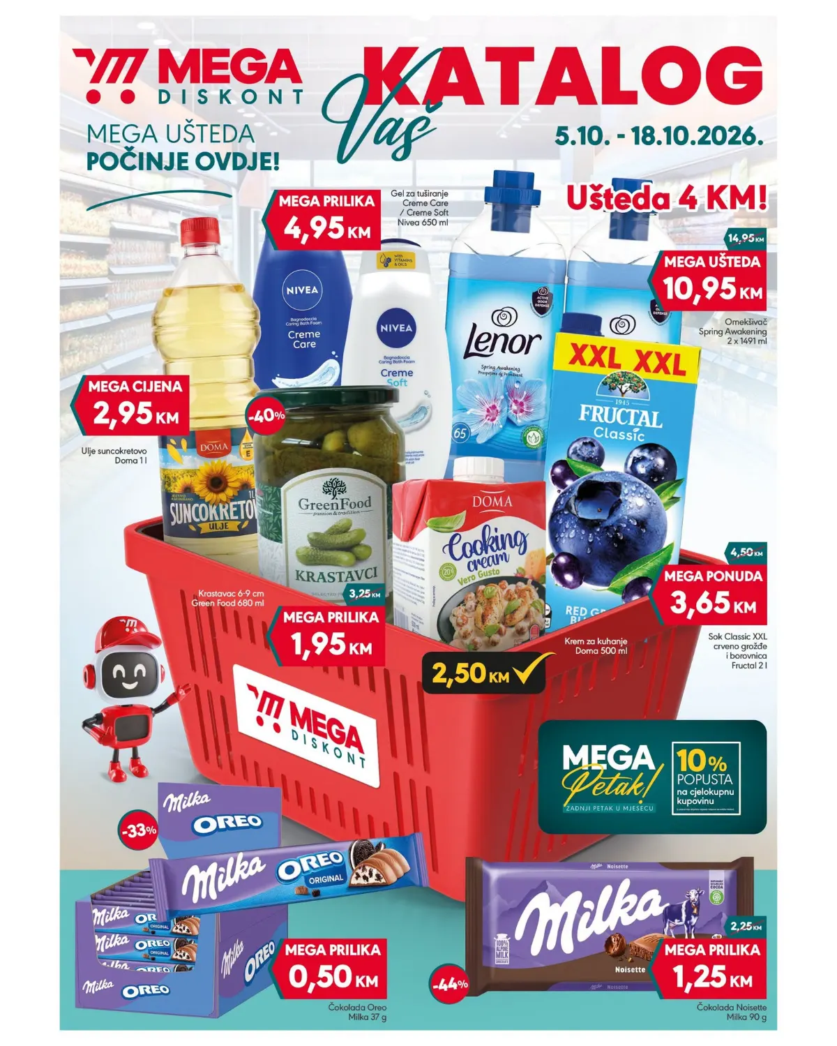 Mega Diskont katalog od 05.10. do 18.10.2026. – ulje, Nivea, Lenor, Fructal, Milka i drugi proizvodi na akciji