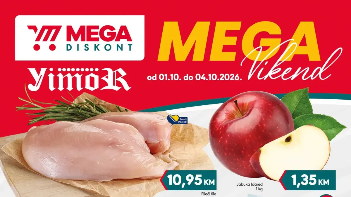 Mega Diskont & Yimor MEGA VIKEND od 01.10. do 04.10.2026. – nova vikend akcija i velika sniženja