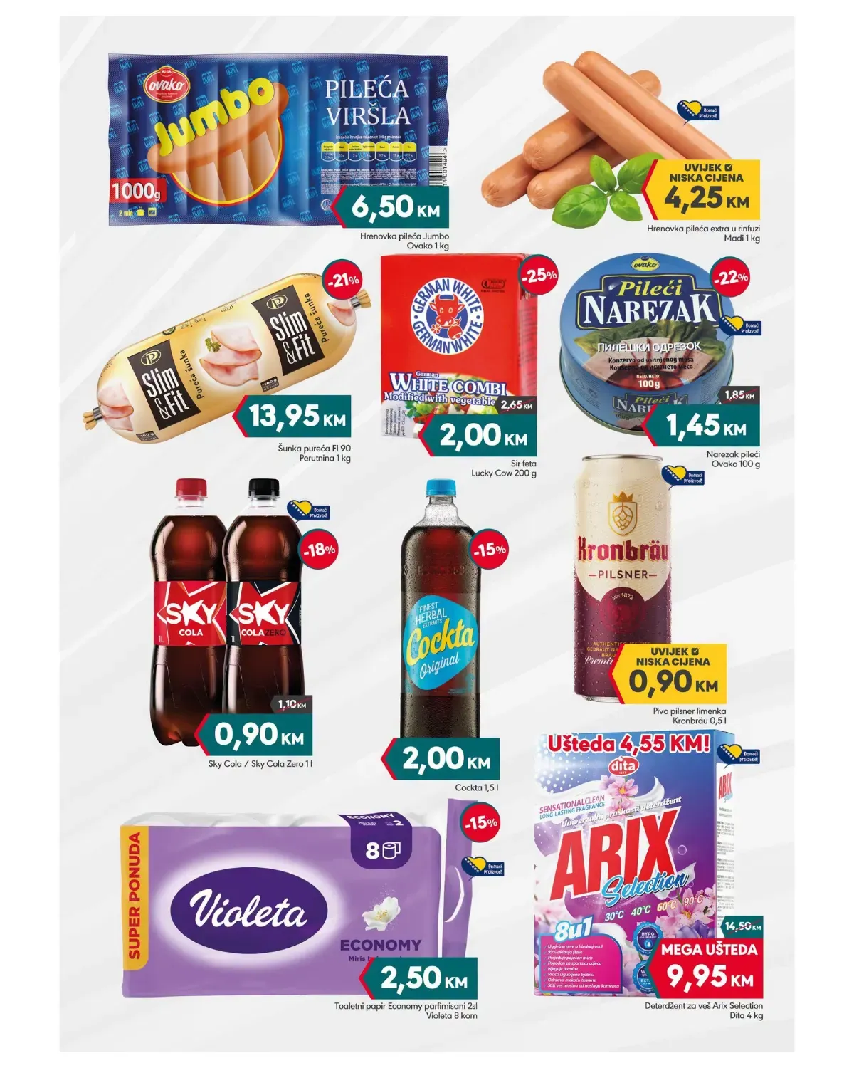 Mega Diskont i Yimor MEGA vikend akcija – viršle, šunka, sir, piće, toaletni papir i deterdžent