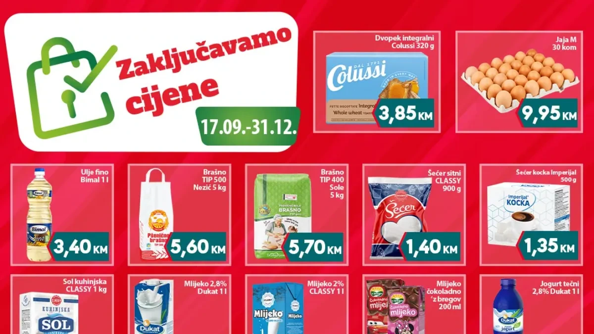 Mega Diskont i Yimor zaključavaju cijene do 31.12. – velika akcija na hranu, piće i kućne potrepštine
